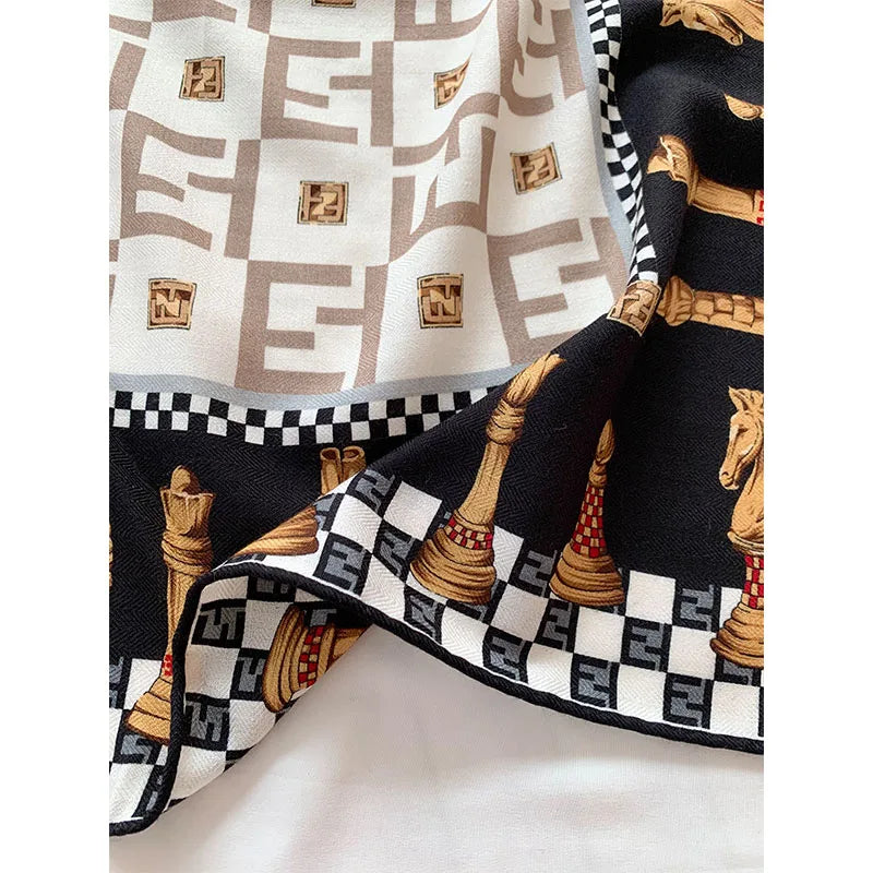 Roman-style autumn and winter new 30% silk and 70% wool scarf for women, 65*65cm warm decorative headscarf and neck