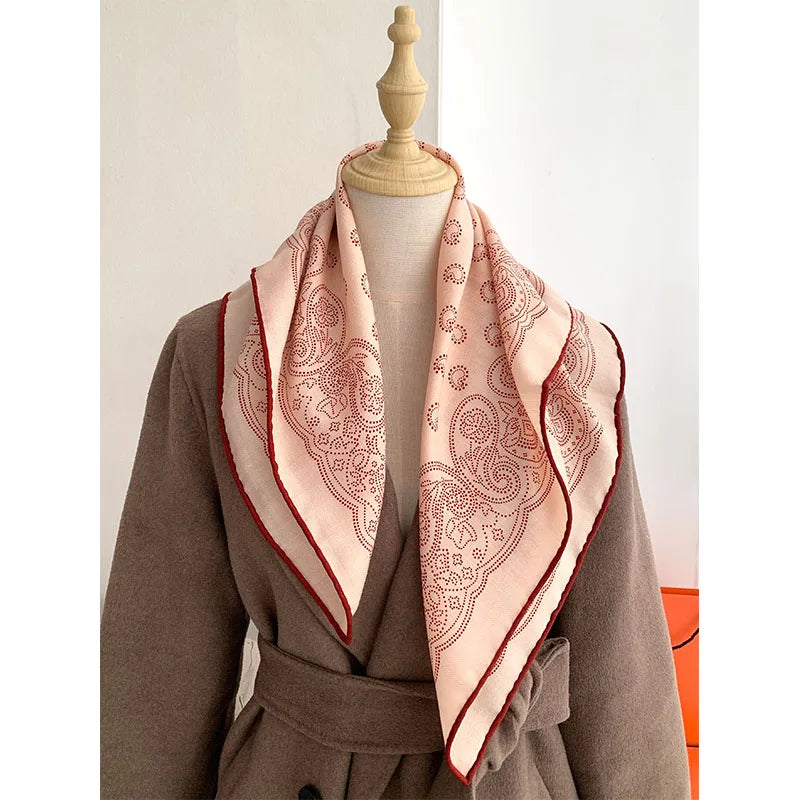 New autumn-winter 70% wool 30% silk scarf for women - Paisley pattern, simple and fashionable, warm headscarf or neckband