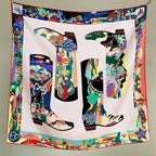 Luxurious Design 100% Silk Handkerchief for Women, Handmade Edging, 90cm Square, Elegant Sunscreen Headscarf, Shawl, Gift