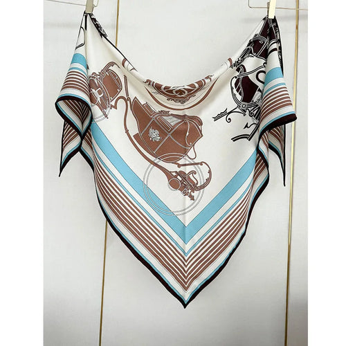 30% silk, 70% wool, large triangular scarf, women's carriage pattern, fashionable and warm shawl headscarf