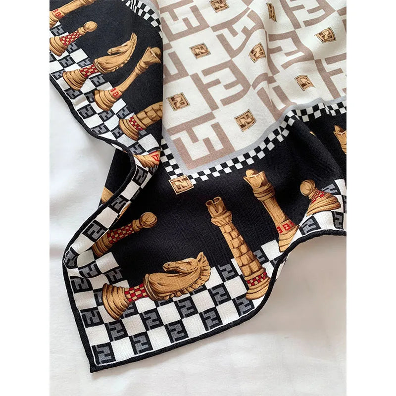 Roman-style autumn and winter new 30% silk and 70% wool scarf for women, 65*65cm warm decorative headscarf and neck