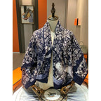 High-end 70% wool 30% mulberry silk women's scarf - Astrological style, 135*135cm, warm shawl headscarf