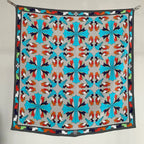 Cross pattern 100% silk scarf for women - fashionable sun protection headscarf, decorative scarf, square scarf, floral design