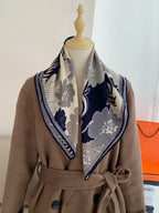 Luxurious design silk and wool scarf for women in floral style, square shape, warm-keeping neckband shawl, 65*65 cm