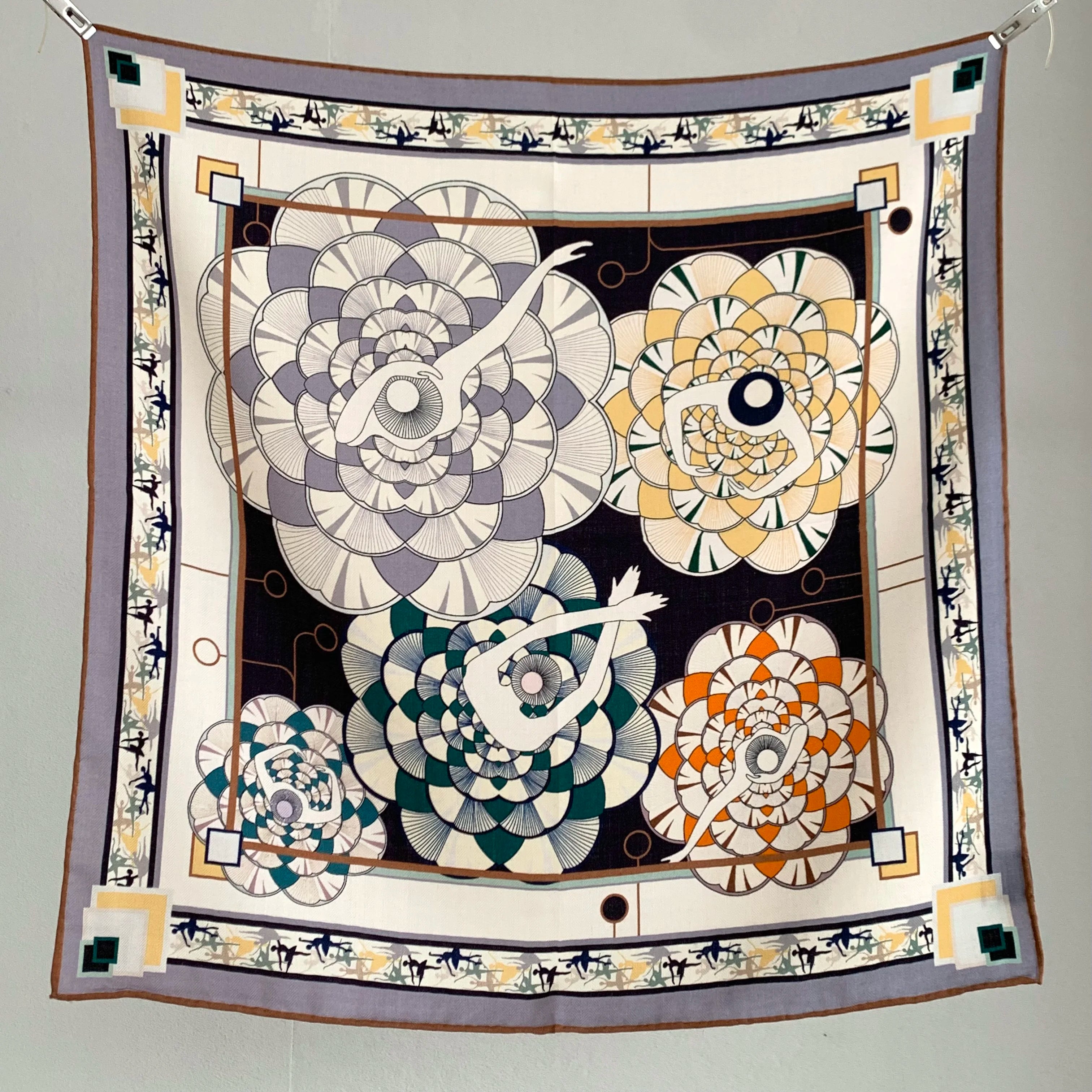 Ethnic style printed silk and wool ladies' scarf, warm and decorative shawl, elegant and high-end sun protection headband