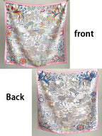 Two-color style 100% mulberry silk scarf for ladies square-shaped 90 in length floral pattern sun protection headscarf and shawl