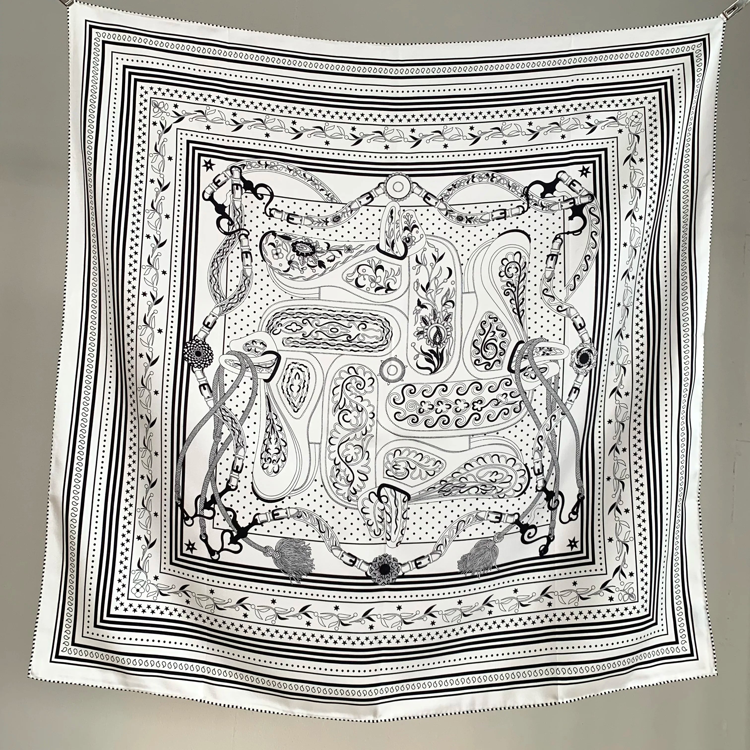 90cm New Style 100% Mulberry Silk Twill Silk Scarf for Women with Handmade Edging 18mm Fashionable Sunscreen Headscarf Wrap