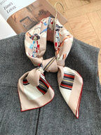 Silk Scarf for Women in Luxury Design Style - Fashionable Sunscreen Headscarf with 18mm Thickness - Genuine Silk Decorated Shawl