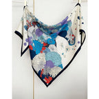 Luxurious design, large triangular scarf, silk and wool shawl, floral pattern decoration, warm and fashionable headscarf