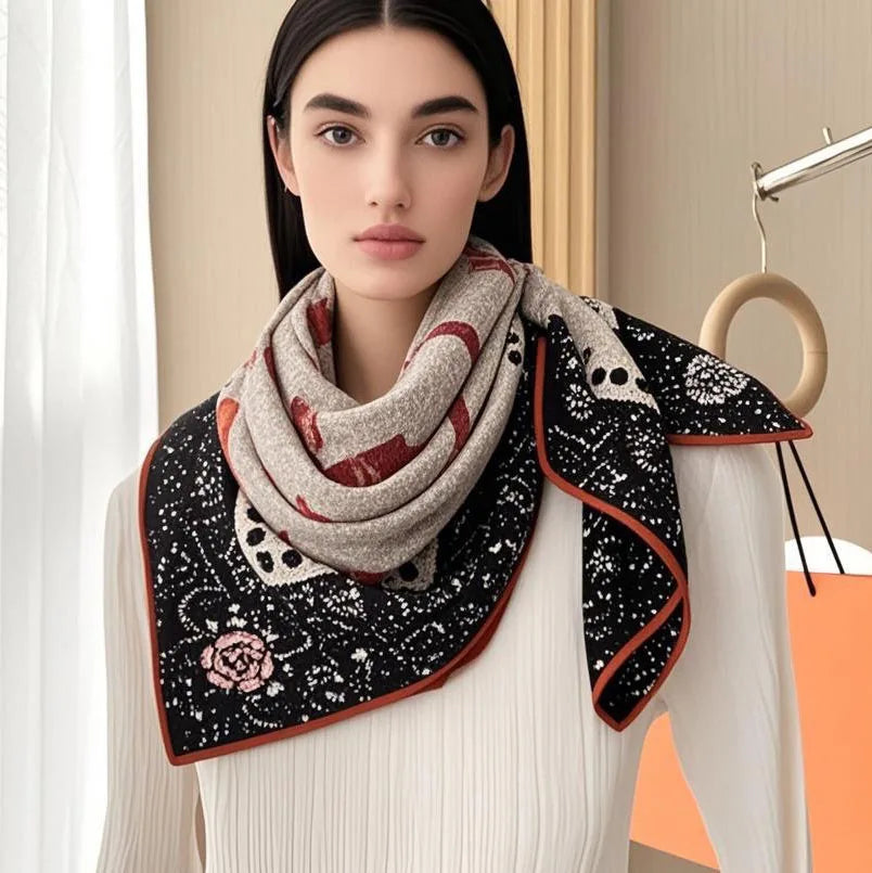 High-quality 70% wool 30% silk scarf, fashionable spring decorative shawl, warm headscarf, square scarf