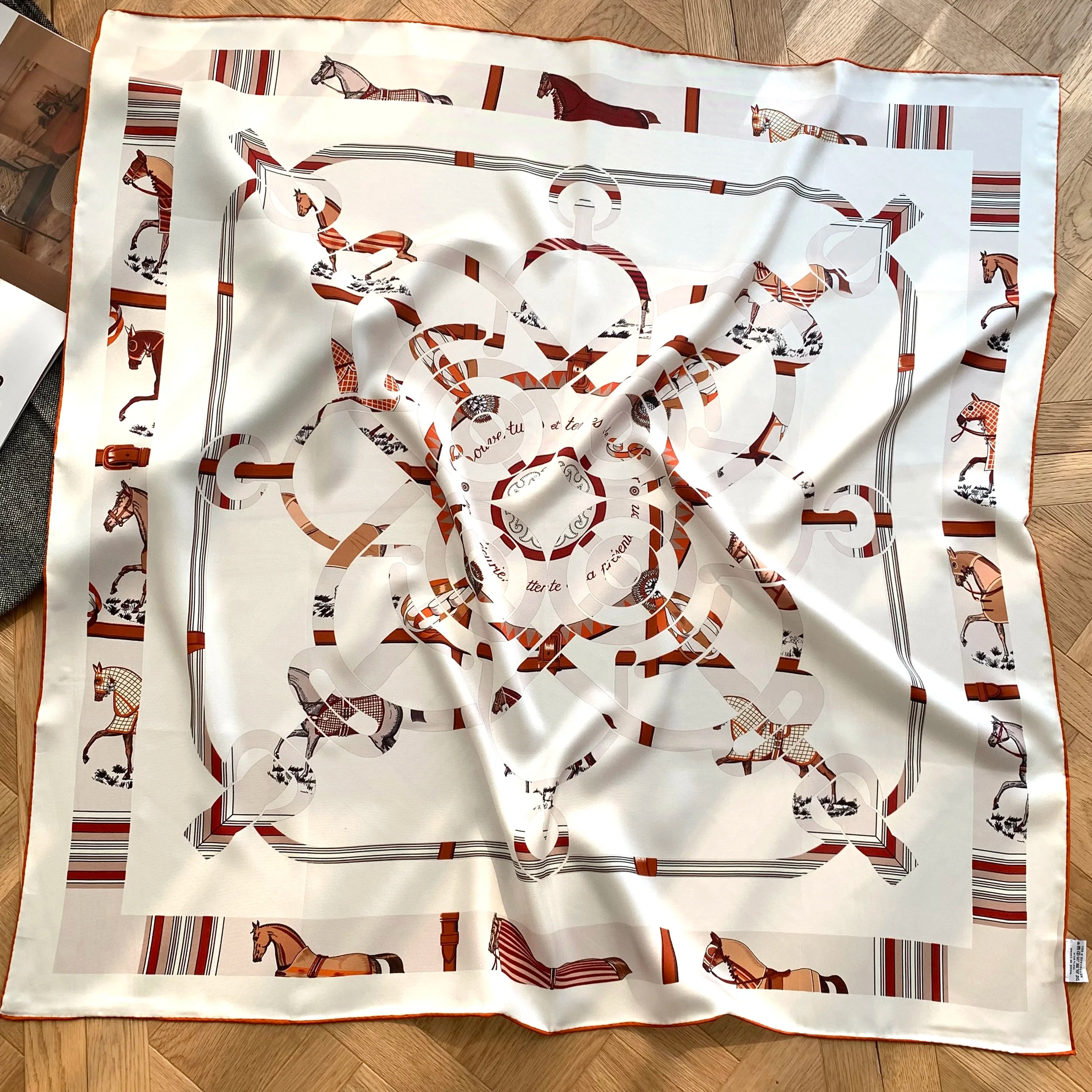Silk Scarf for Women in Luxury Design Style - Fashionable Sunscreen Headscarf with 18mm Thickness - Genuine Silk Decorated Shawl