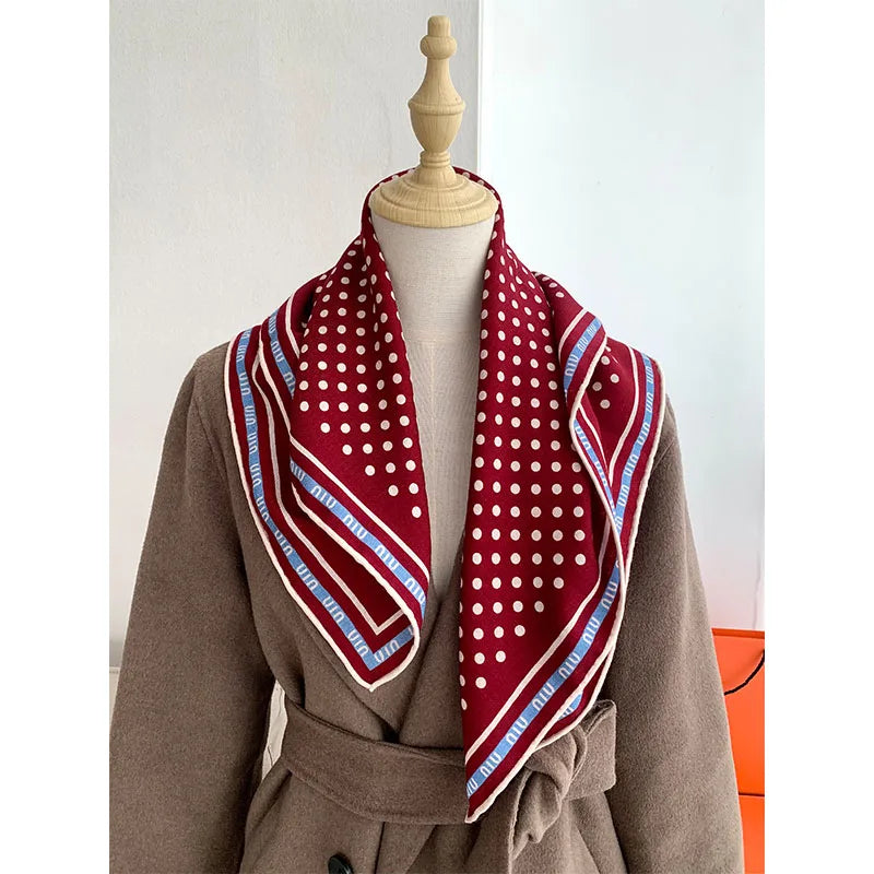 New autumn-winter fashion polka dot 30% silk 70% wool scarf for women, a warm headscarf or neckband, 65*65 cm