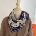 Luxurious design silk and wool scarf for women in floral style, square shape, warm-keeping neckband shawl, 65*65 cm