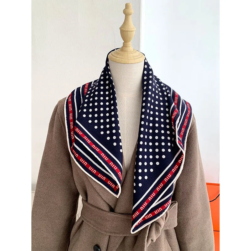 New autumn-winter fashion polka dot 30% silk 70% wool scarf for women, a warm headscarf or neckband, 65*65 cm