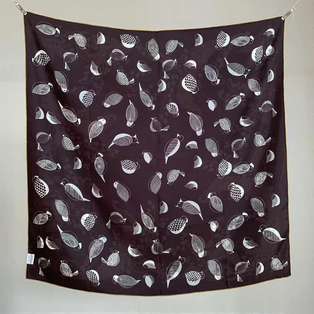 New 18mm double-sided double-color 100% mulberry silk scarf for women 90cm long, floral pattern, fashionable headscarf and shawl
