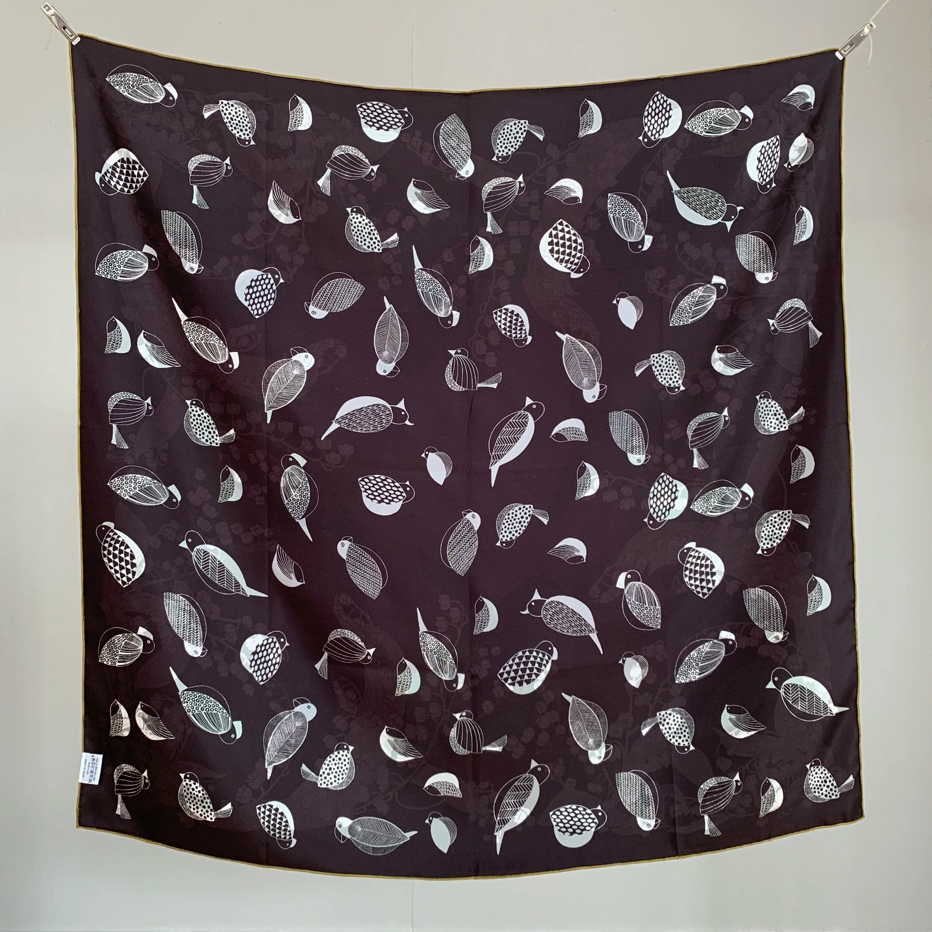 New 18mm double-sided double-color 100% mulberry silk scarf for women 90cm long, floral pattern, fashionable headscarf and shawl