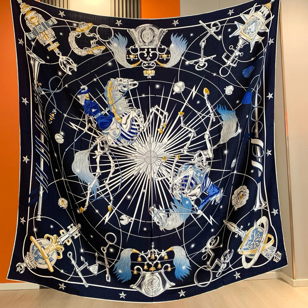 Luxurious design new silk and wool scarf for women, fashionable and warm, large shawl, square scarf, headscarf, 135x135cm